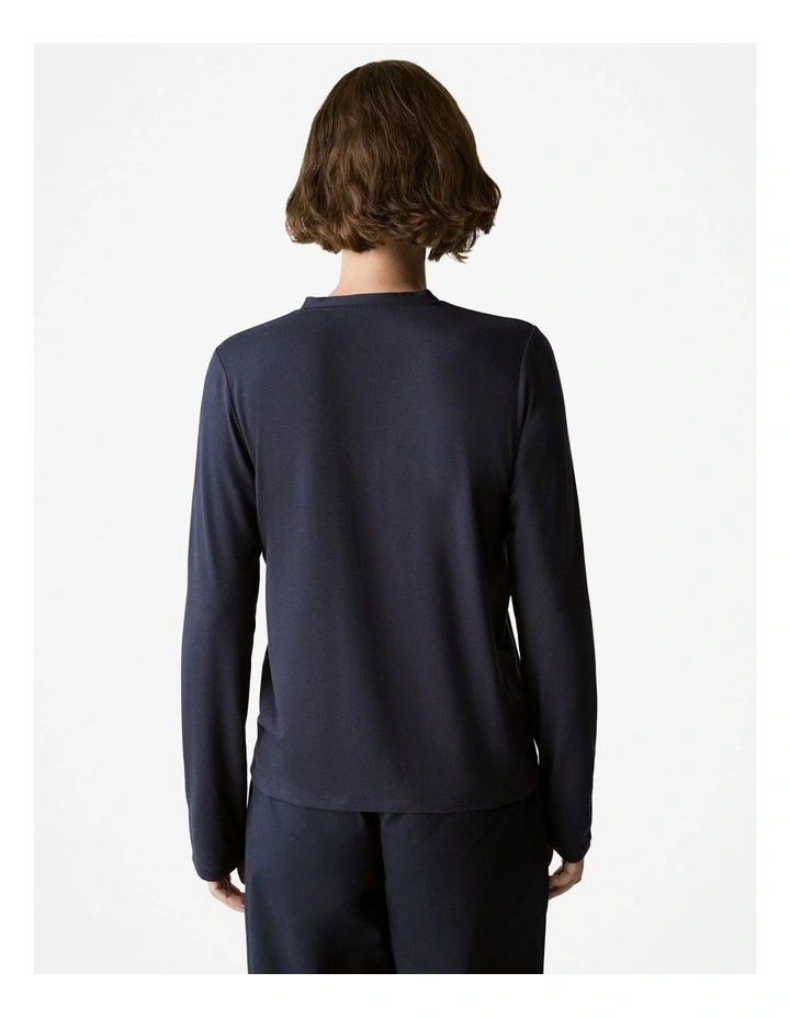 Draped V Neck Cardigan in Night Sky image 4