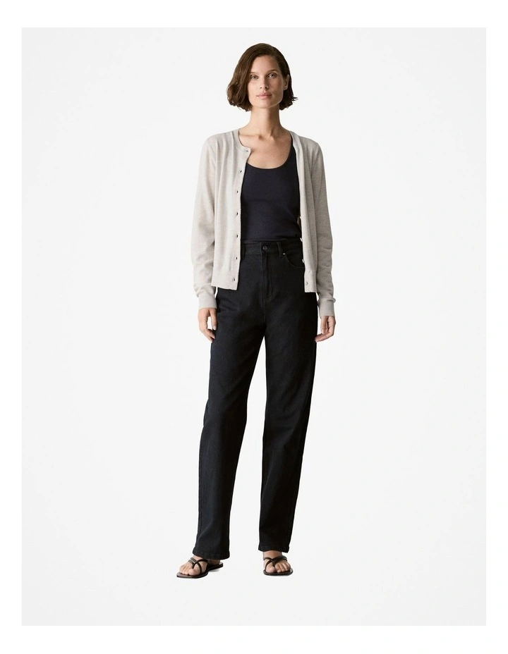 Merino Jersey Classic Cardigan in Grey Melange image 2