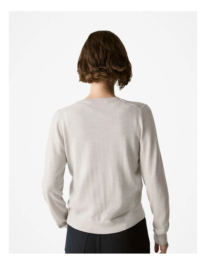 Merino Jersey Classic Cardigan in Grey Melange image 4