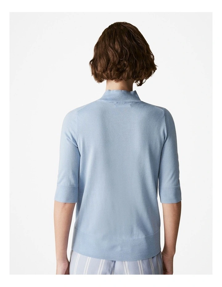 Merino Jersey Mock Neck Knit in Pale Blue image 4