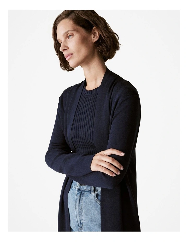 Merino Longline Cardigan in Night Sky image 3