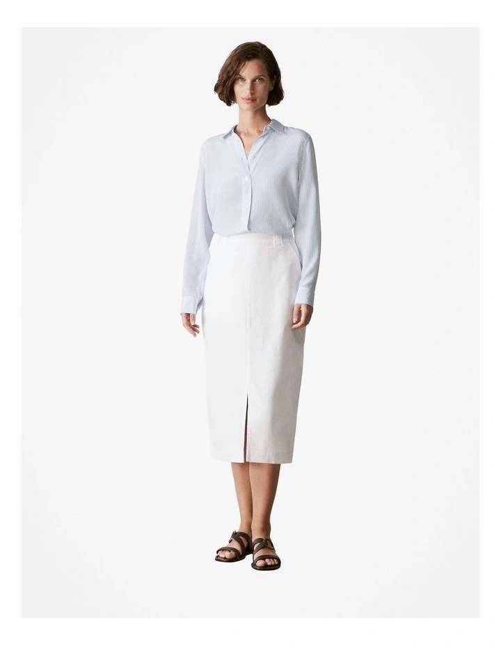 Silk Stripe Shirt in Mid Blue image 2