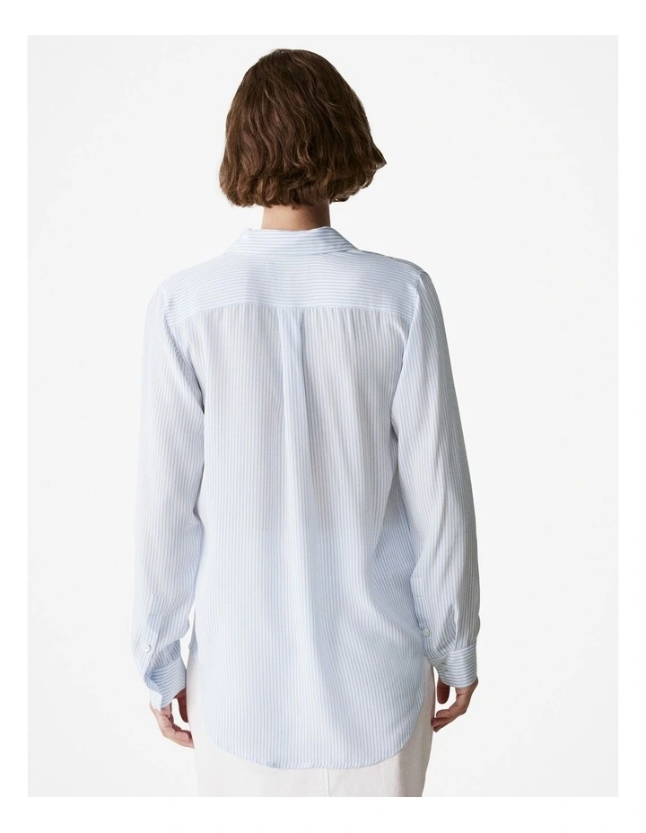 Silk Stripe Shirt in Mid Blue image 4