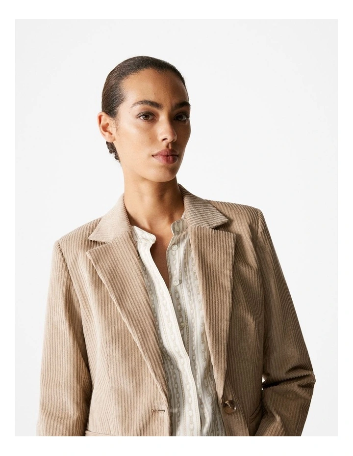 Italian Corduroy Blazer in Biscuit image 3