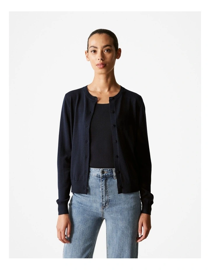 Merino Jersey Classic Cardigan in Night Sky image 1