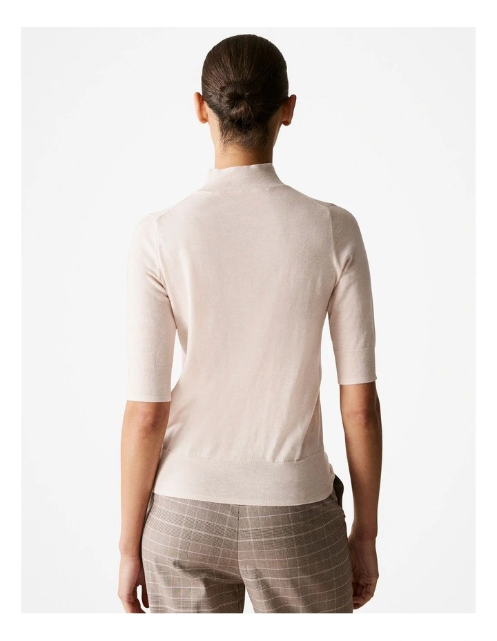 Merino Jersey Mock Neck Knit in Pale Pink image 4