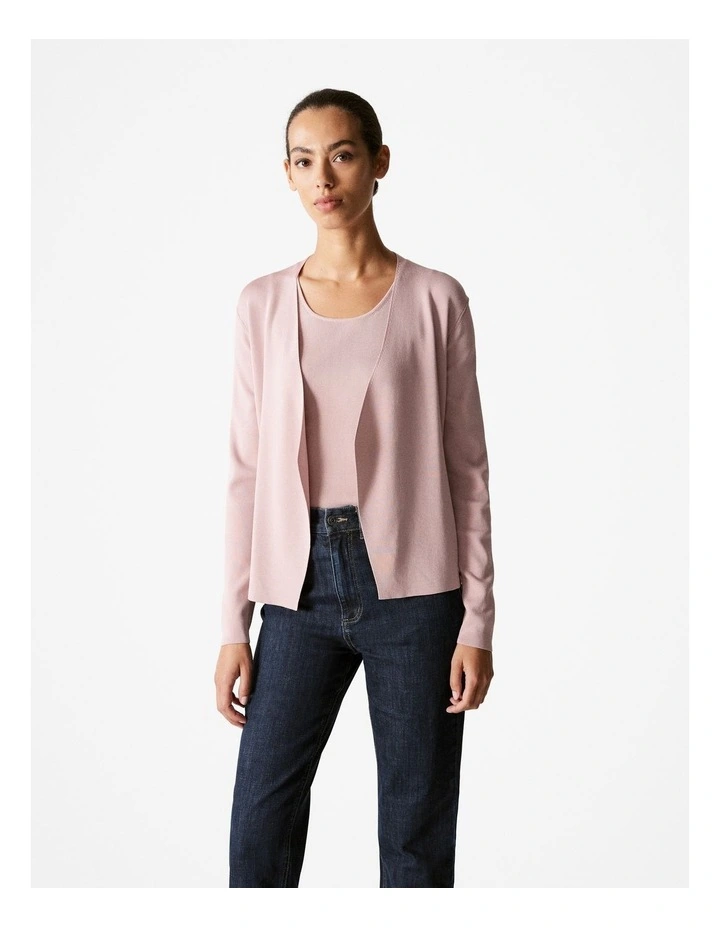 Fine Rib Waterfall Cardigan in Dusty Lilac image 1