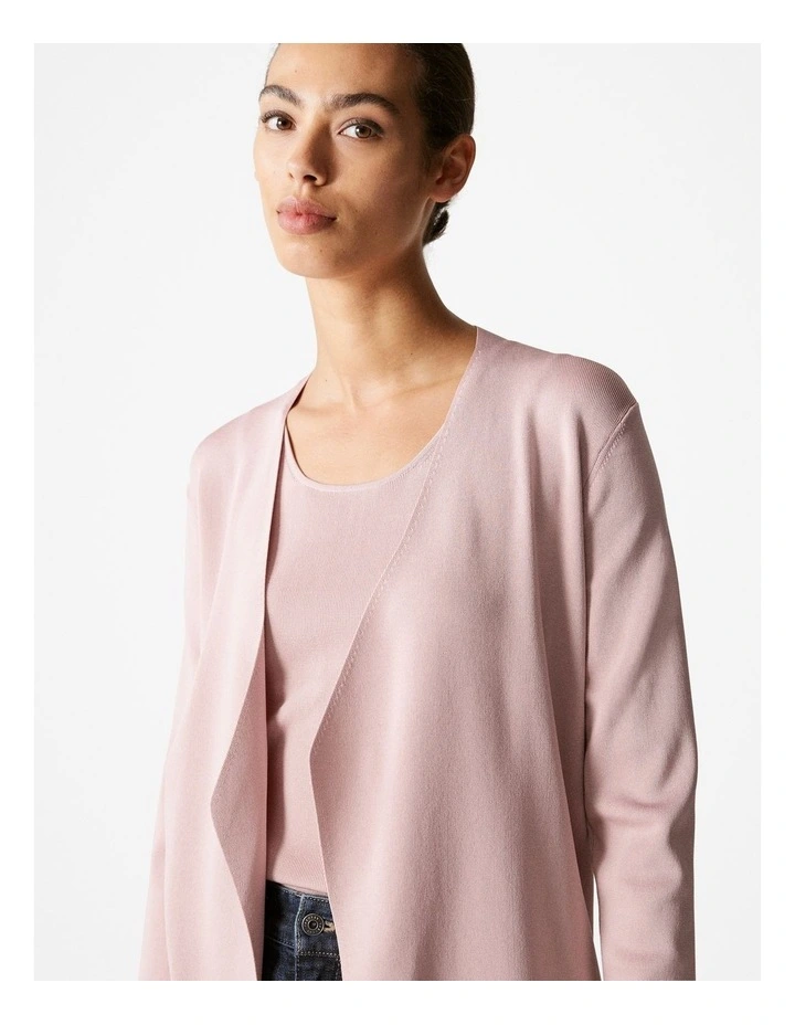 Fine Rib Waterfall Cardigan in Dusty Lilac image 3