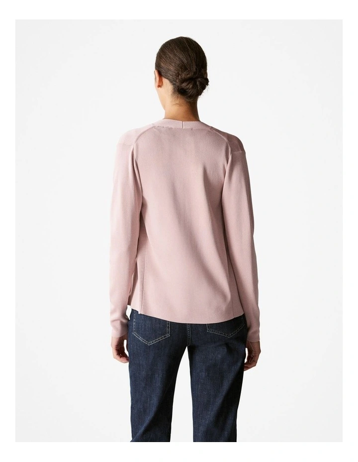 Fine Rib Waterfall Cardigan in Dusty Lilac image 4