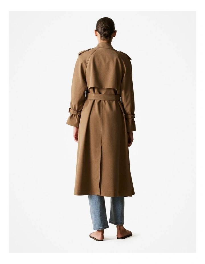 Twill Longline Trench Coat in Sepia image 4