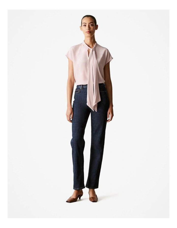 Silk Tie Neck Top in Dusty Lilac image 2