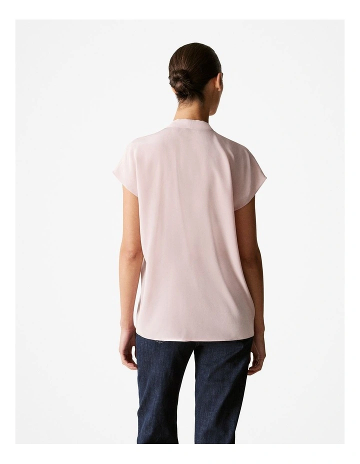Silk Tie Neck Top in Dusty Lilac image 4