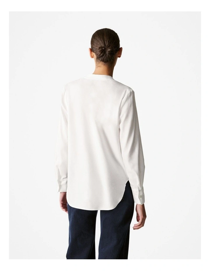 Cotton Modal Half Placket Blouse in White image 4