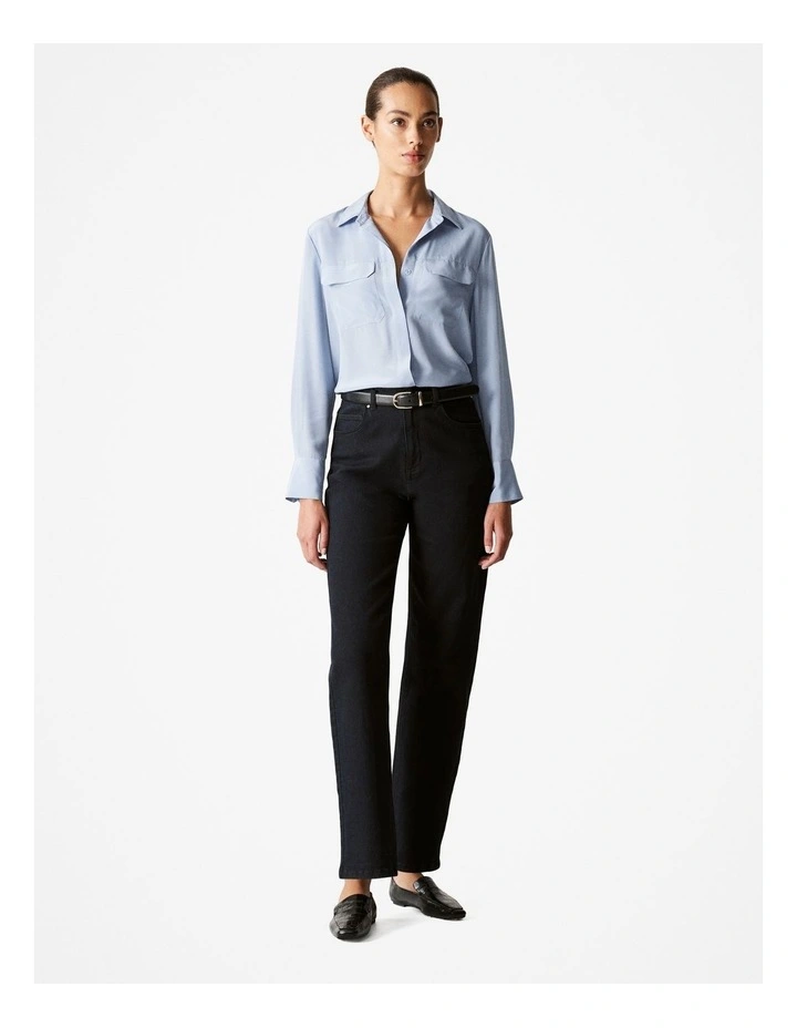 Silk Pocket Detail Shirt in Sky Blue image 2