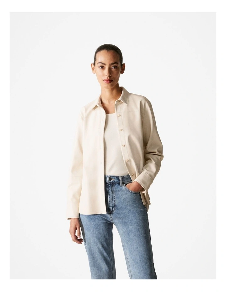 Faux Leather Shirt in Parchment image 1