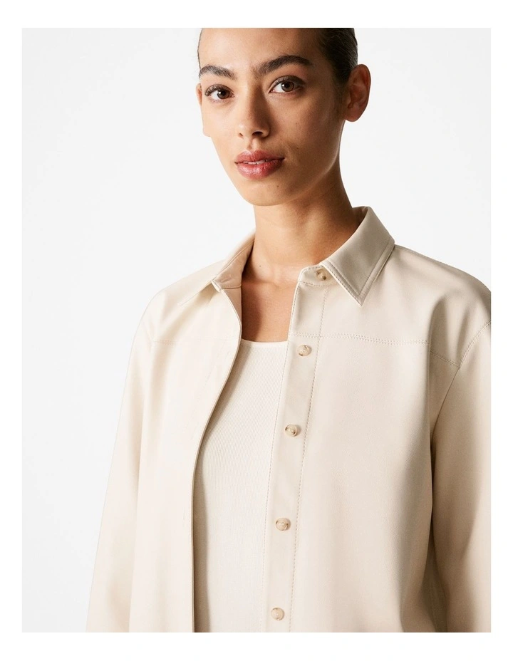 Faux Leather Shirt in Parchment image 3