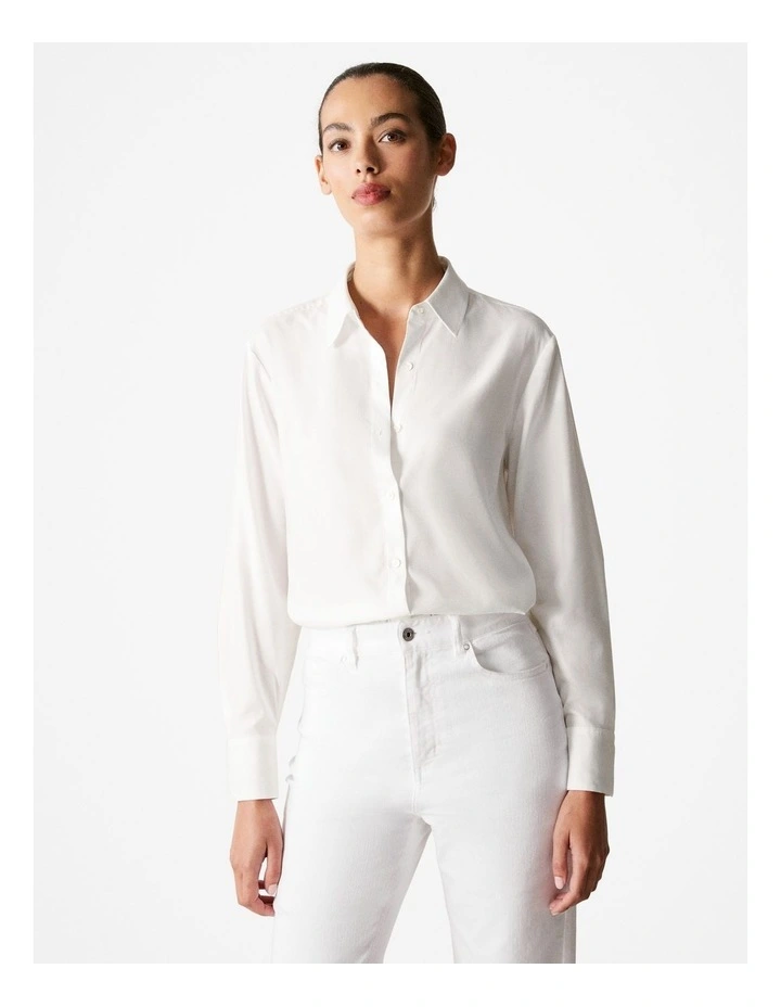 Cotton Modal Twill Shirt in White image 1
