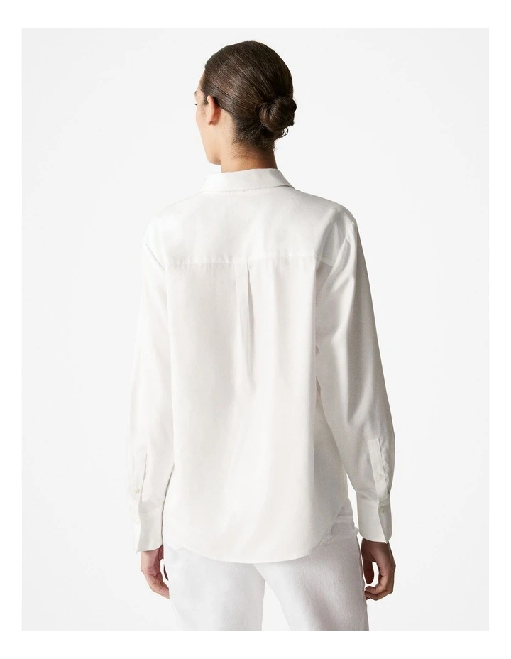 Cotton Modal Twill Shirt in White image 4