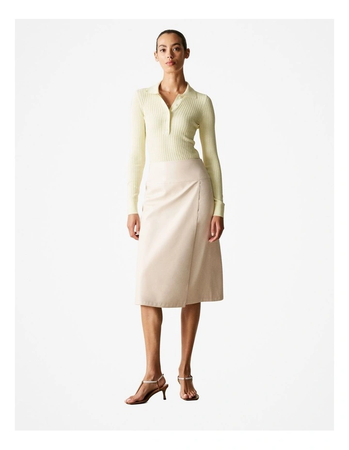 Faux Leather Panel Skirt in Parchment image 1