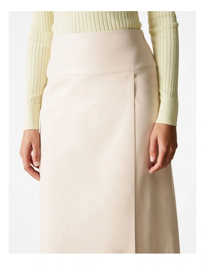 Faux Leather Panel Skirt in Parchment image 3