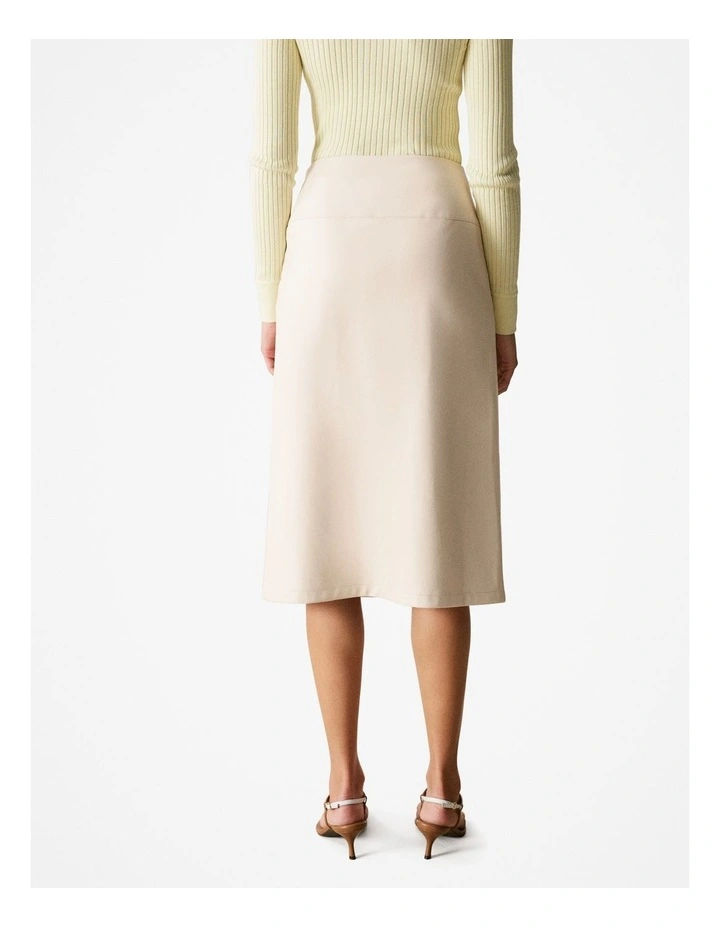 Faux Leather Panel Skirt in Parchment image 4