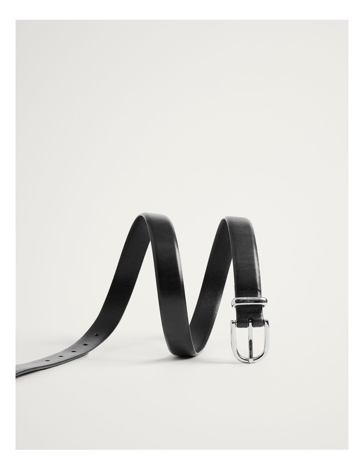 Leather Classic Slim Belt in Black