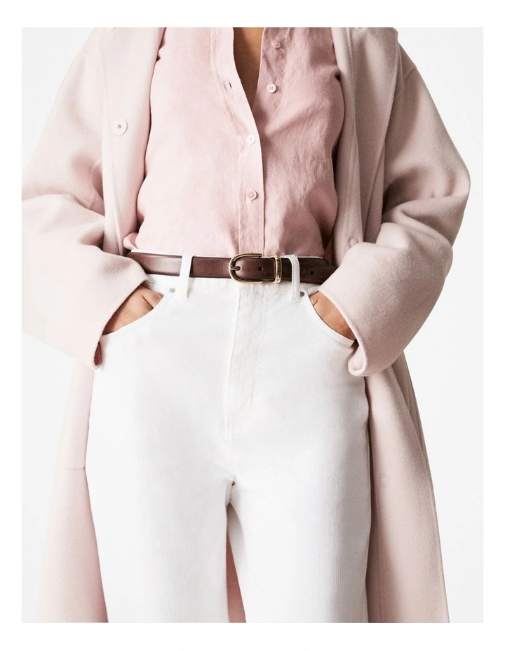 Leather Classic Slim Belt in Chocolate image 2