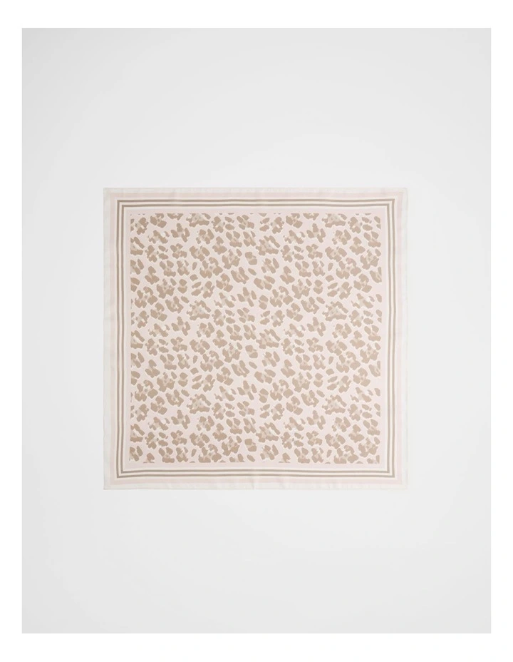 Silk Twill Ocelot Print Scarf in Pale Pink image 2