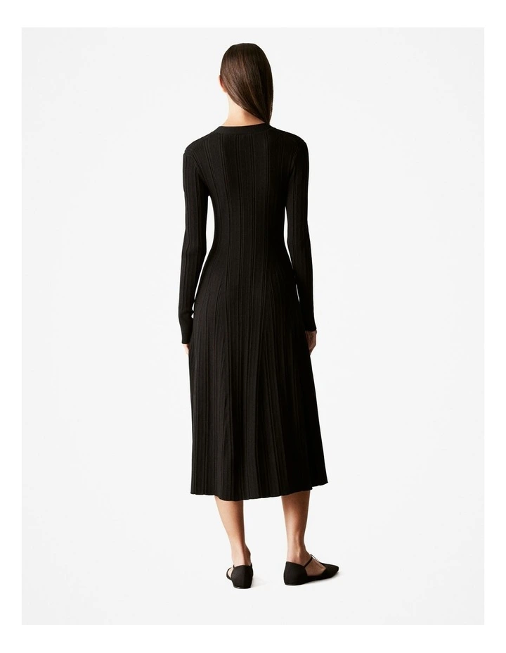 Organically Grown Cotton Blend Rib Knit Dress in Black image 4