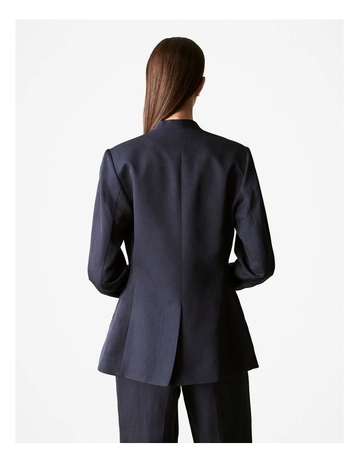 Collarless Blazer in Night Sky image 3