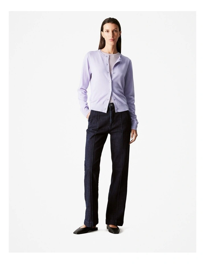 Merino Jersey Classic Cardigan in Lavender image 2