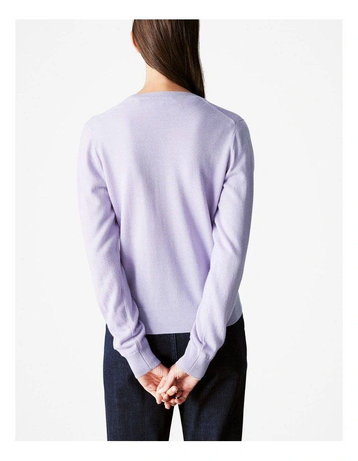Merino Jersey Classic Cardigan in Lavender image 4