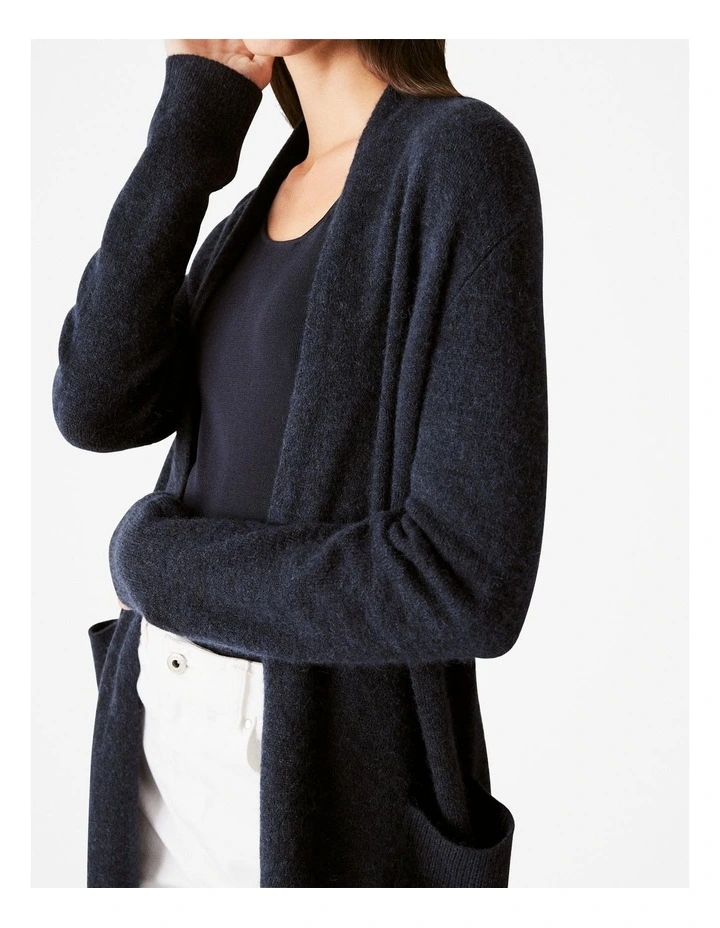 Alpaca Merino Blend Longline Cardigan in Night Sky image 2