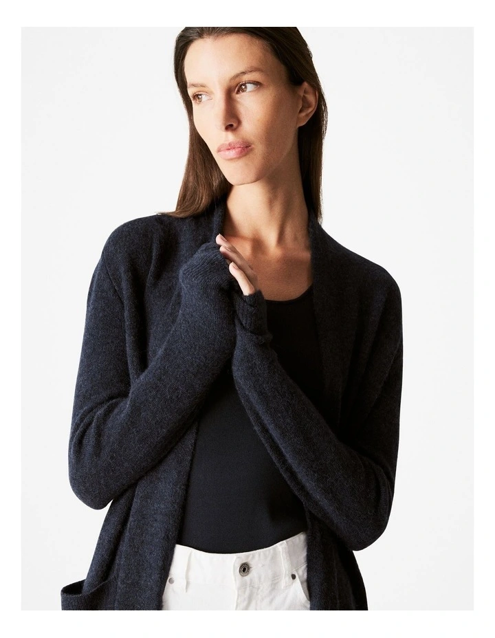 Alpaca Merino Blend Longline Cardigan in Night Sky image 3