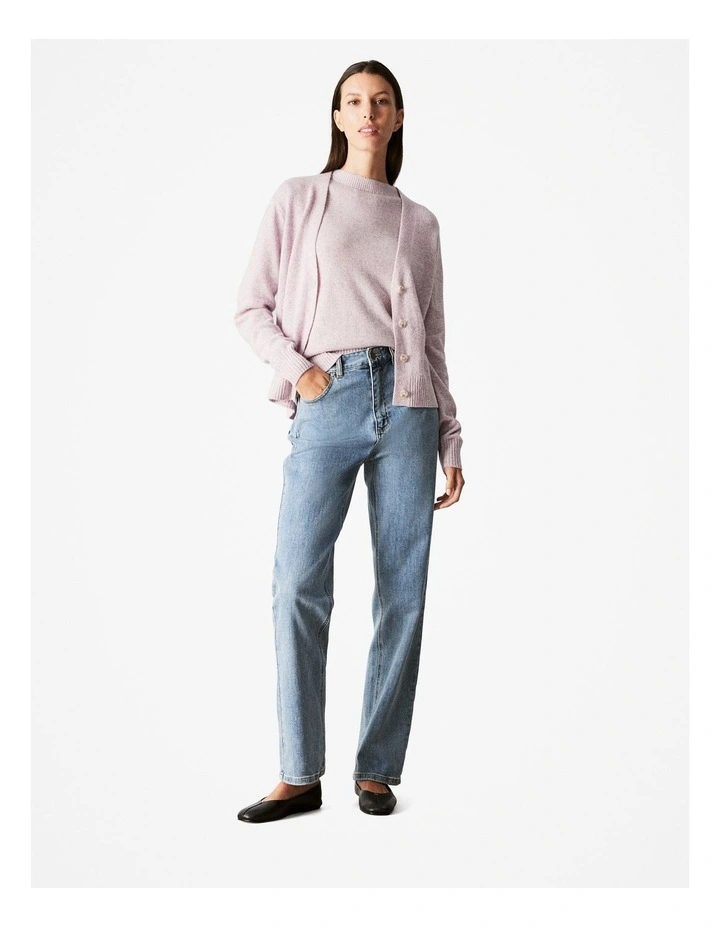Wool Cashmere Speckled Knit T-shirt in Blush Pink image 2