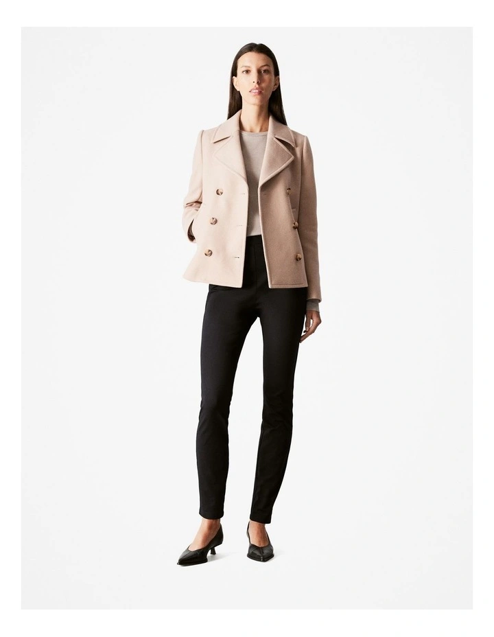 Italian Wool Blend Peacoat in Biscuit image 2