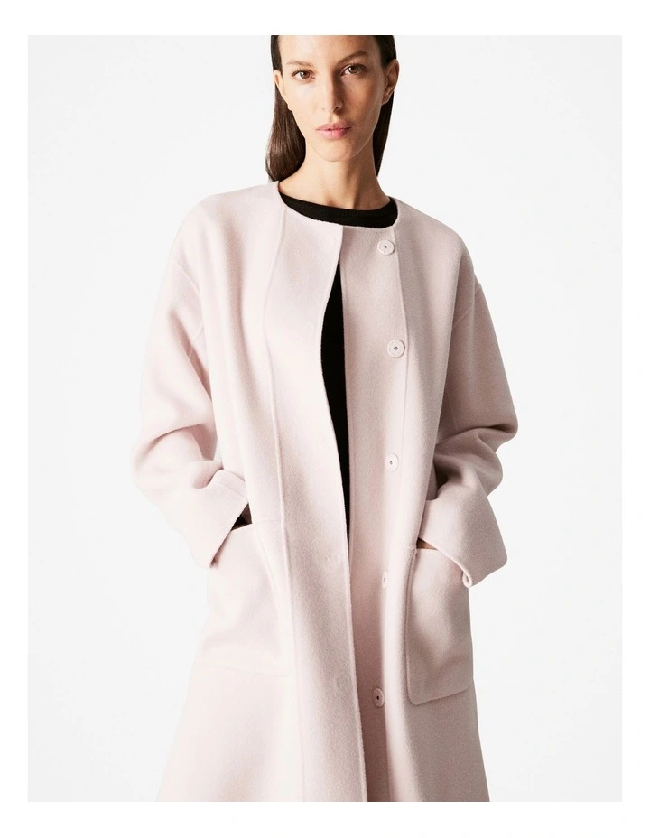 Double Faced Wool Pocketed Classic Coat in Lilac Tint image 2