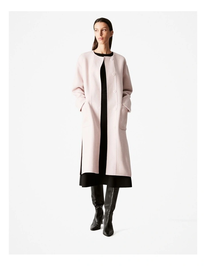 Double Faced Wool Pocketed Classic Coat in Lilac Tint image 3