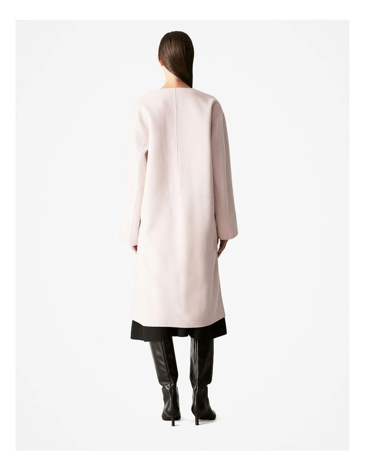 Double Faced Wool Pocketed Classic Coat in Lilac Tint image 4