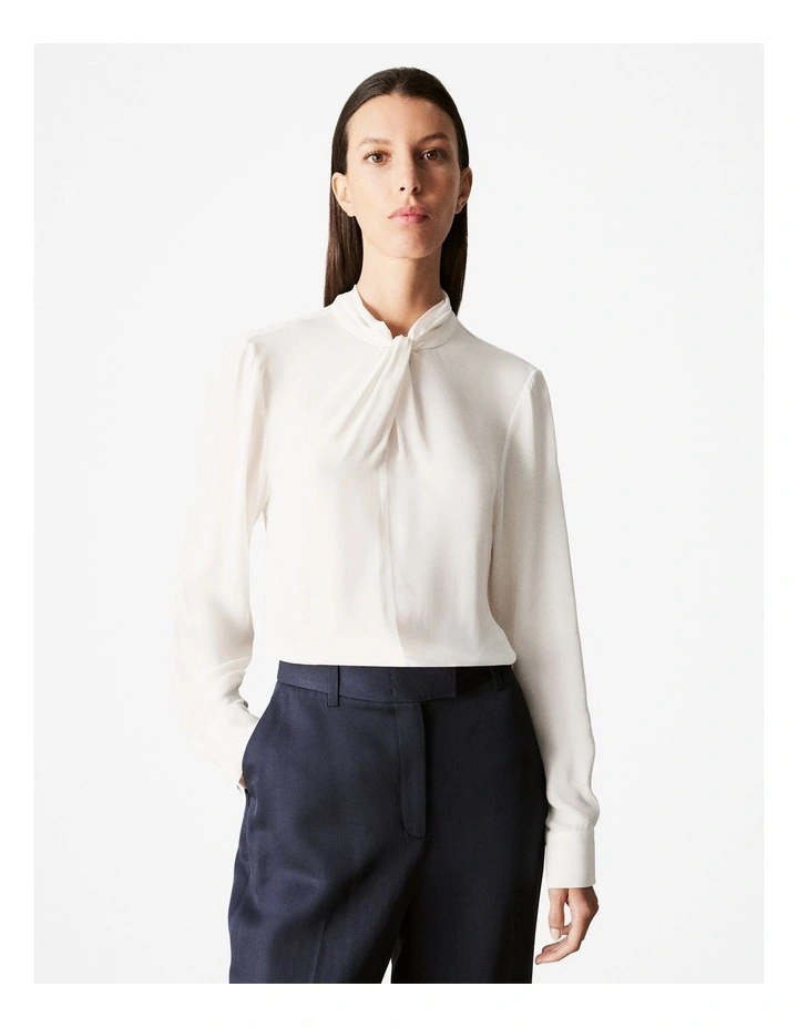 Crepe Twist Blouse in Parchment image 1