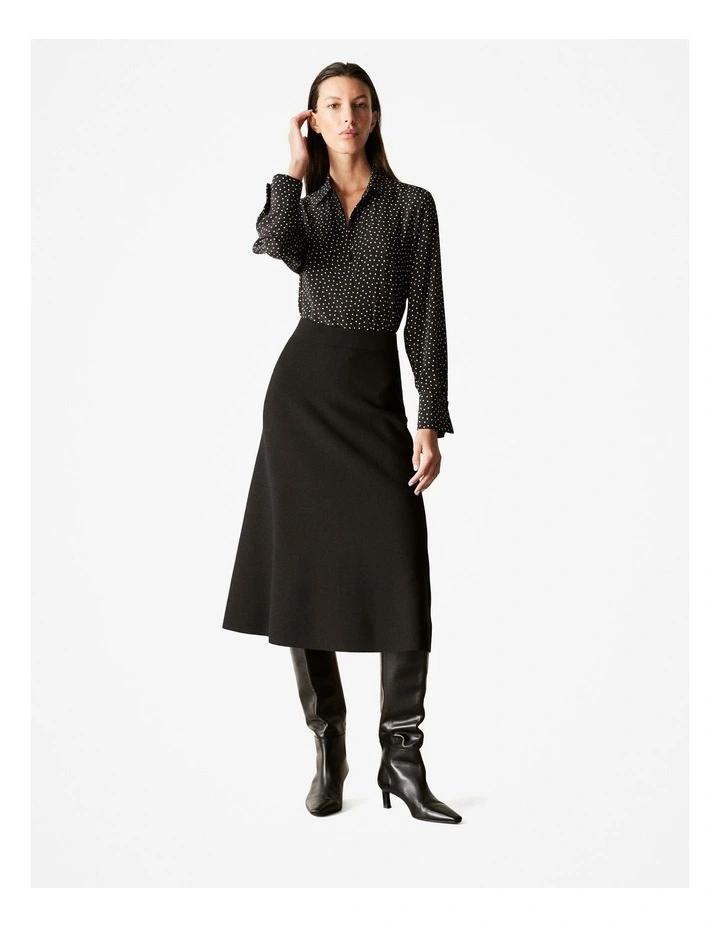 Silk Polka Dot French Cuff Shirt in Black image 2