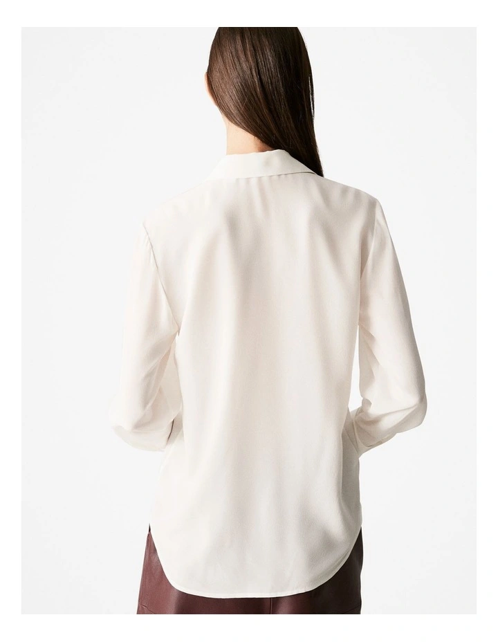 Silk Tuxedo Shirt in Parchment image 4