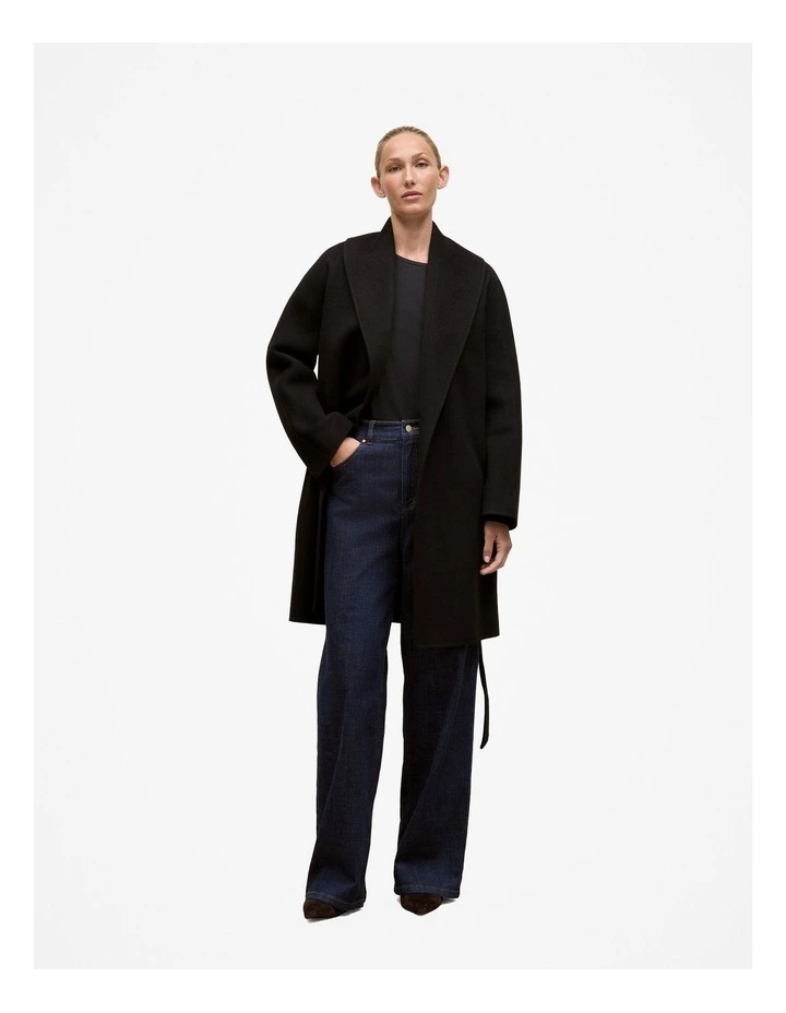 Cotton Long Sleeve Crew T-Shirt in Black image 2