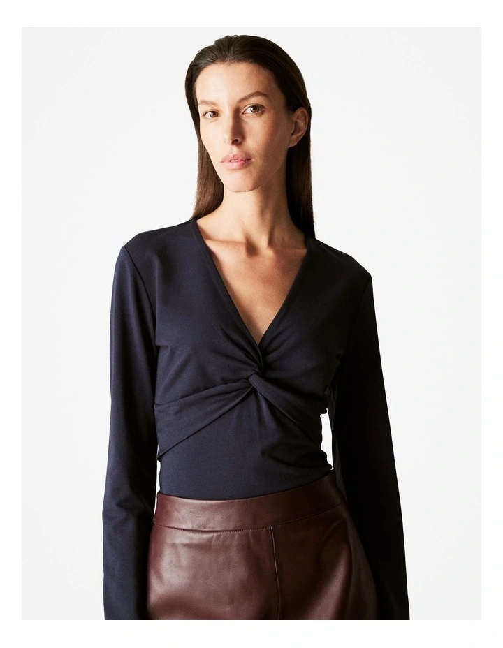 Cotton Modal Twist Front Top in Night Sky image 1