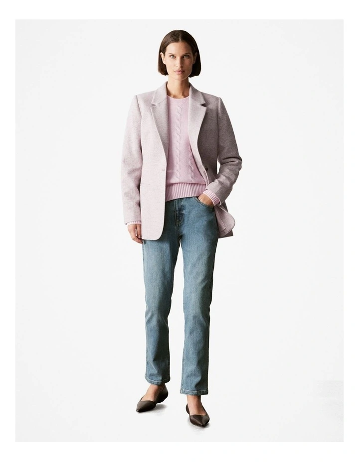 Italian Wool Blend Herringbone Blazer in Amethyst image 2