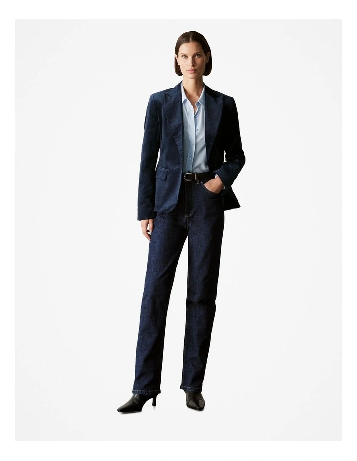 Velvet Single Breasted Blazer in Night Sky image 2