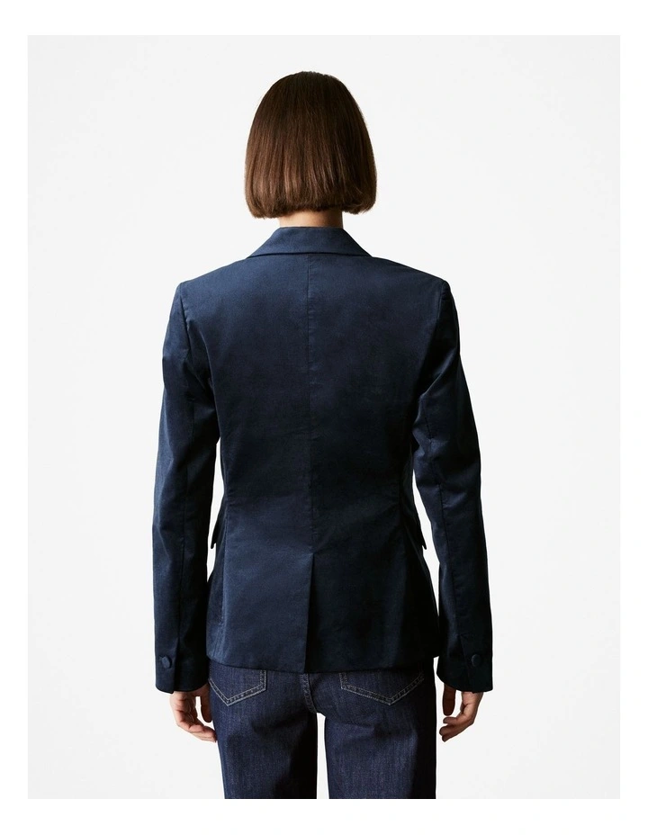 Velvet Single Breasted Blazer in Night Sky image 4