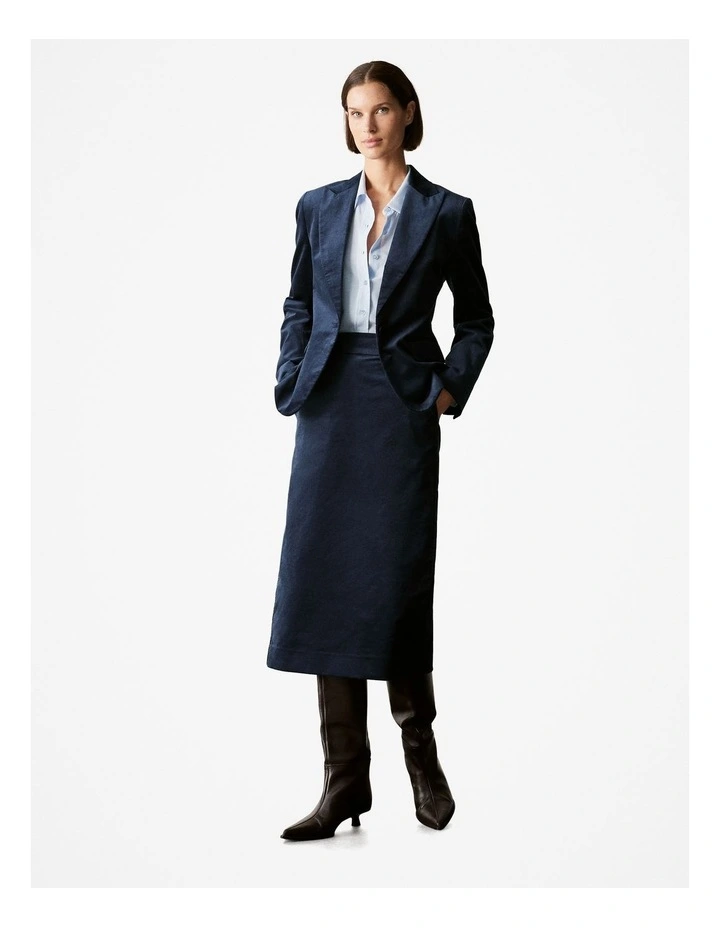 Velvet Single Breasted Blazer in Night Sky image 5