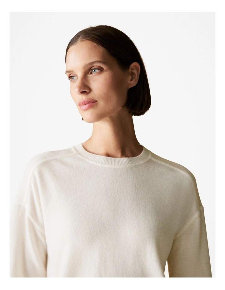 Merino Blend Forward Shoulder Seam Relaxed Crew in Parchment image 3
