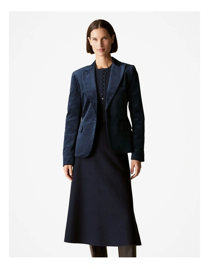 Wool Cotton Blend Rib Button Front Knit in Night Sky image 5